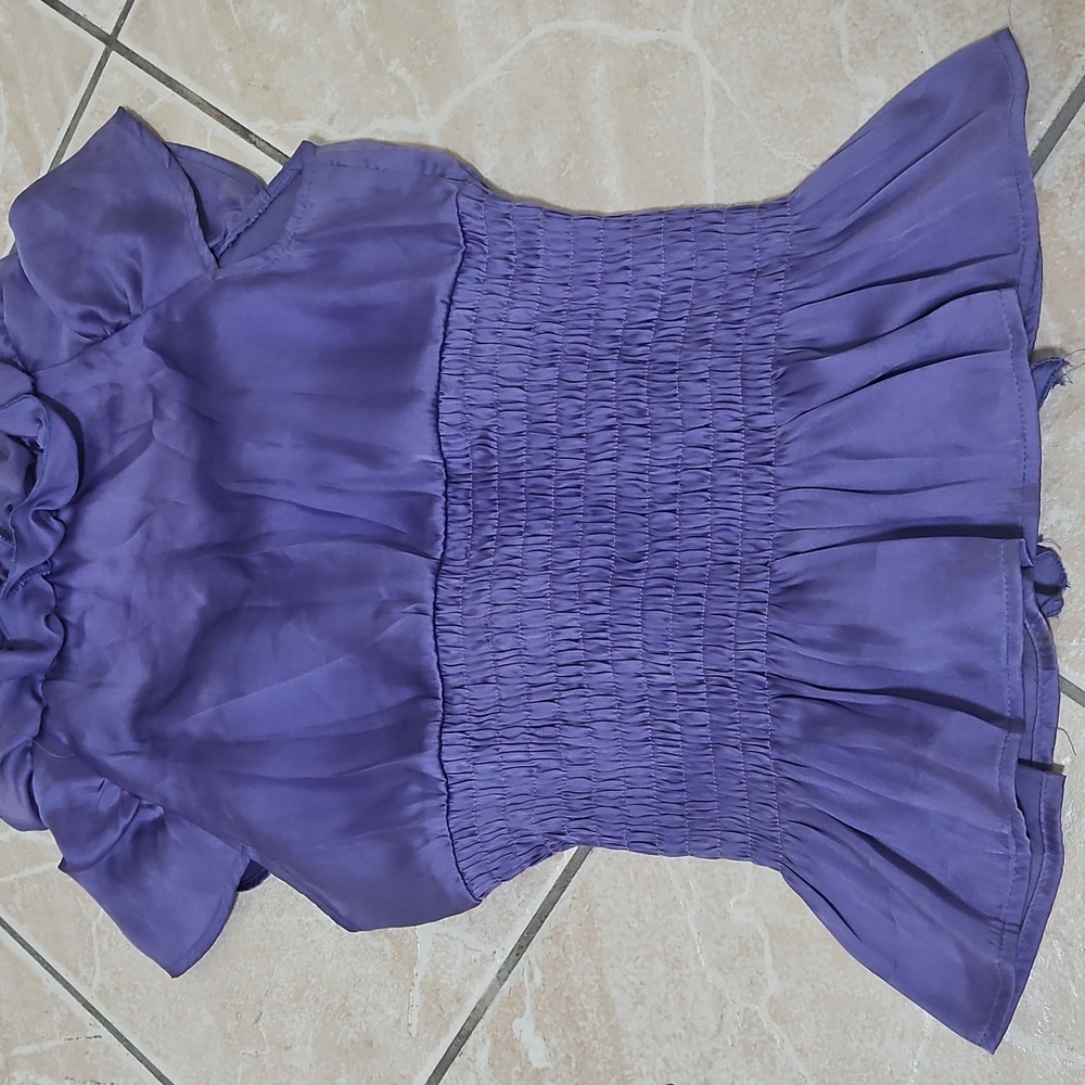 Chic Ruffled Purple Blouse - Picture 2 of 2
